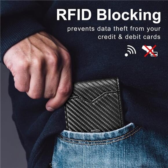 11 card Slots Rfid Blocking Carbon Fiber wallets Bifold Credit Card Holder - Picture 3 of 7